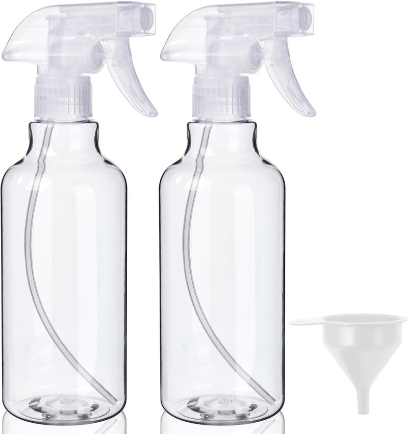 Airbee Plastic Spray Bottles (2-Pack, 16.9 Oz) Heavy Duty Spraying, Mist & Stream, Empty Water Sprayer Bottle for Cleaning Solutions, Essential Oils, Hair, Plants, BBQ, Dog Cat Behavior Correction (Clear) - Image 1